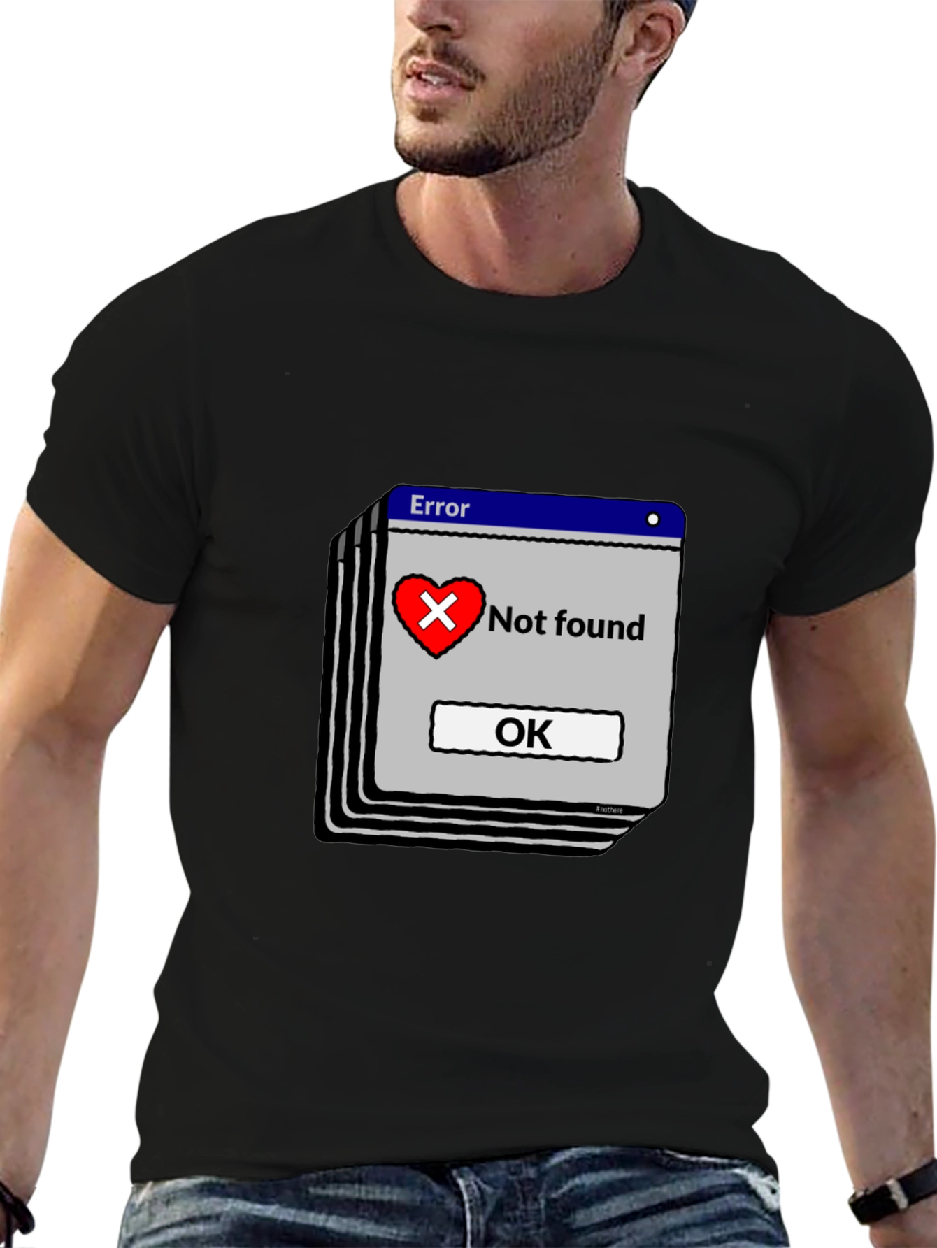 Error Heart Not Found Black T-Shirt