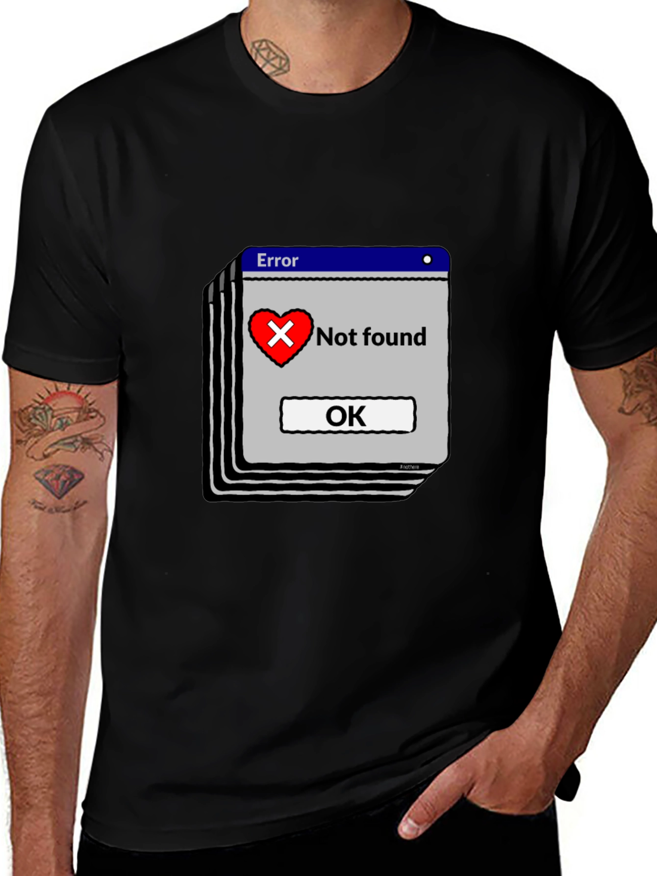 Error Heart Not Found Black T-Shirt