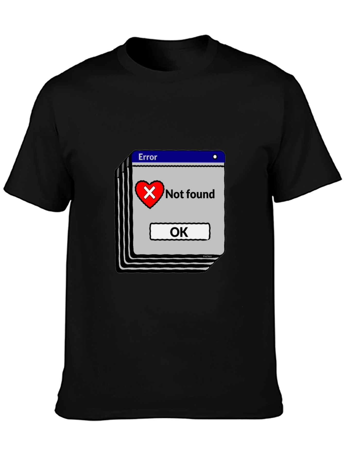 Error Heart Not Found Black T-Shirt