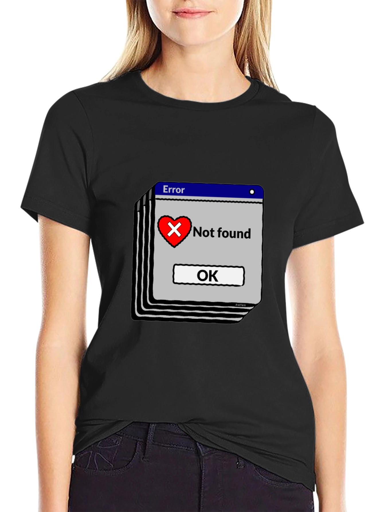 Error Heart Not Found Black T-Shirt