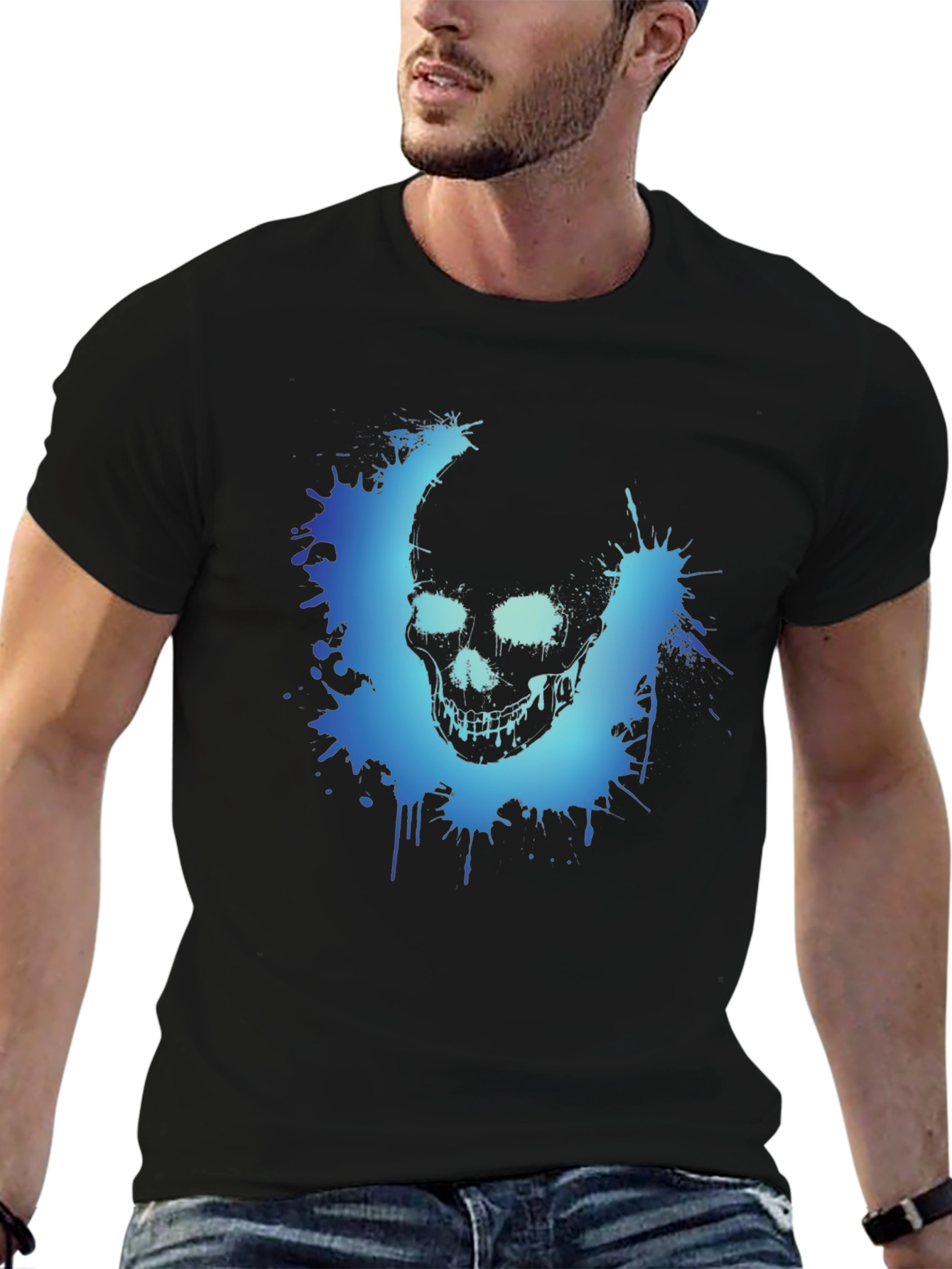Mens Black Skull Graphic Tee