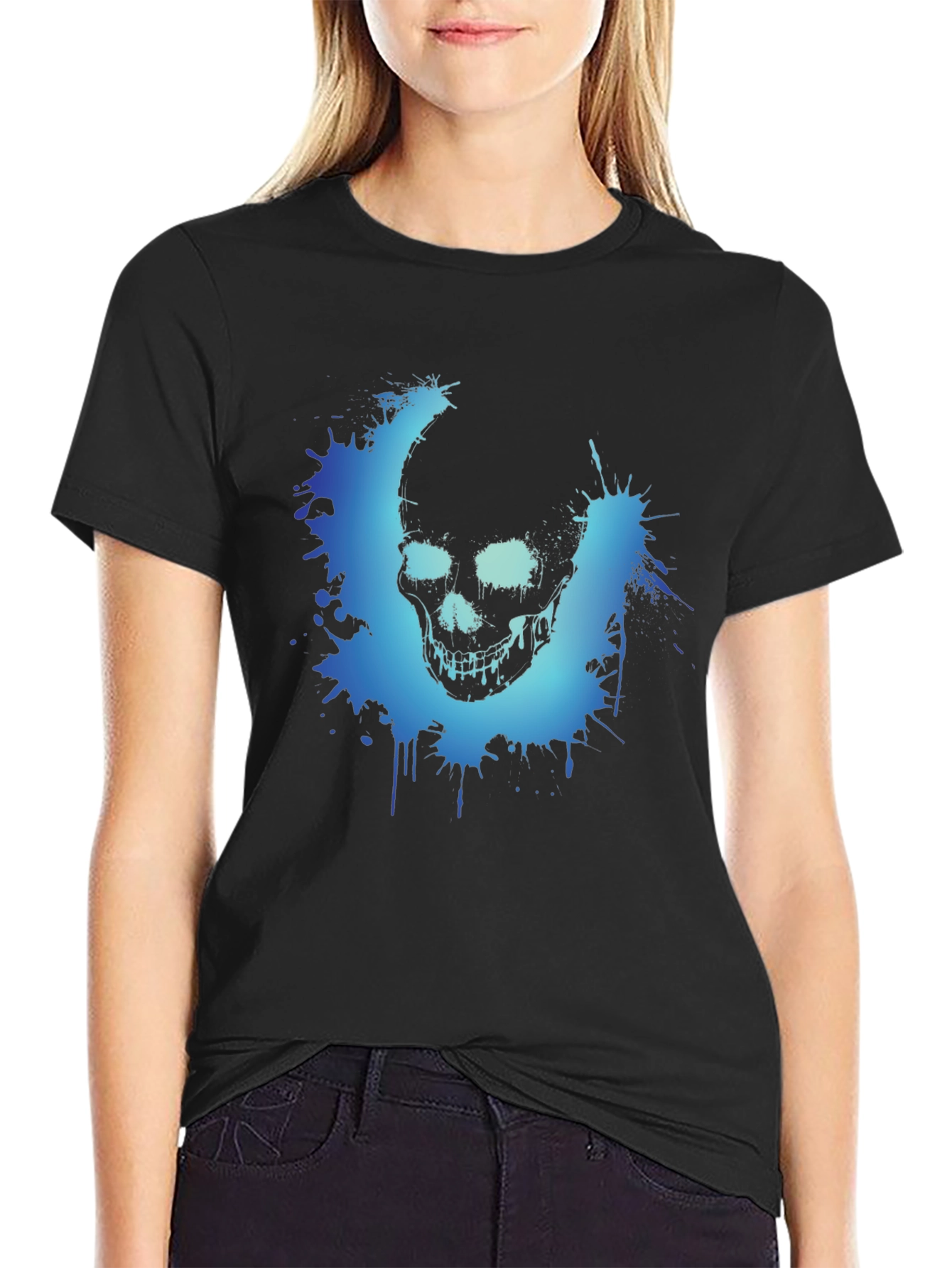 Mens Black Skull Graphic Tee