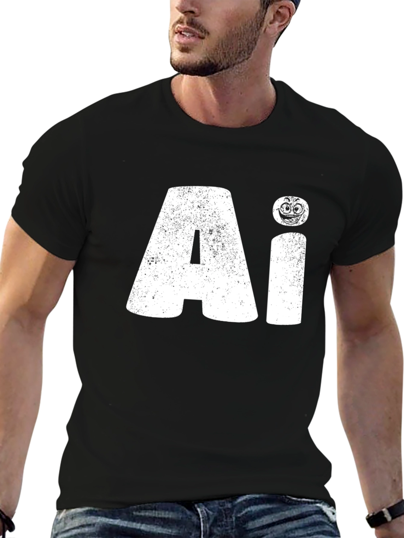 AI Emoji Graphic Black T-Shirt