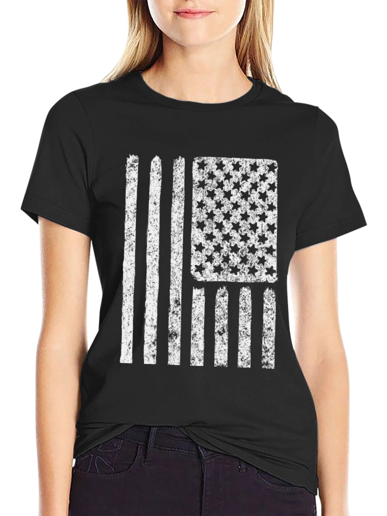 Distressed American Flag Graphic T-Shirt - Patriotic Design