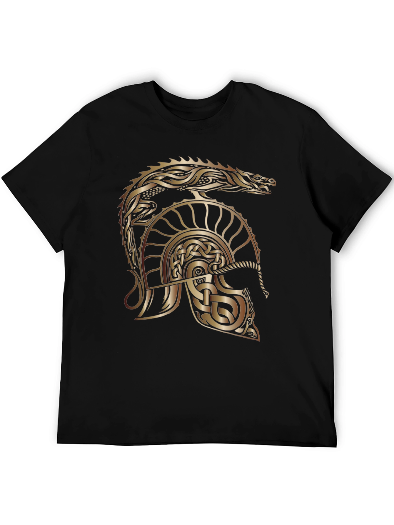 Celtic Dragon & Helmet Graphic Tee - Black