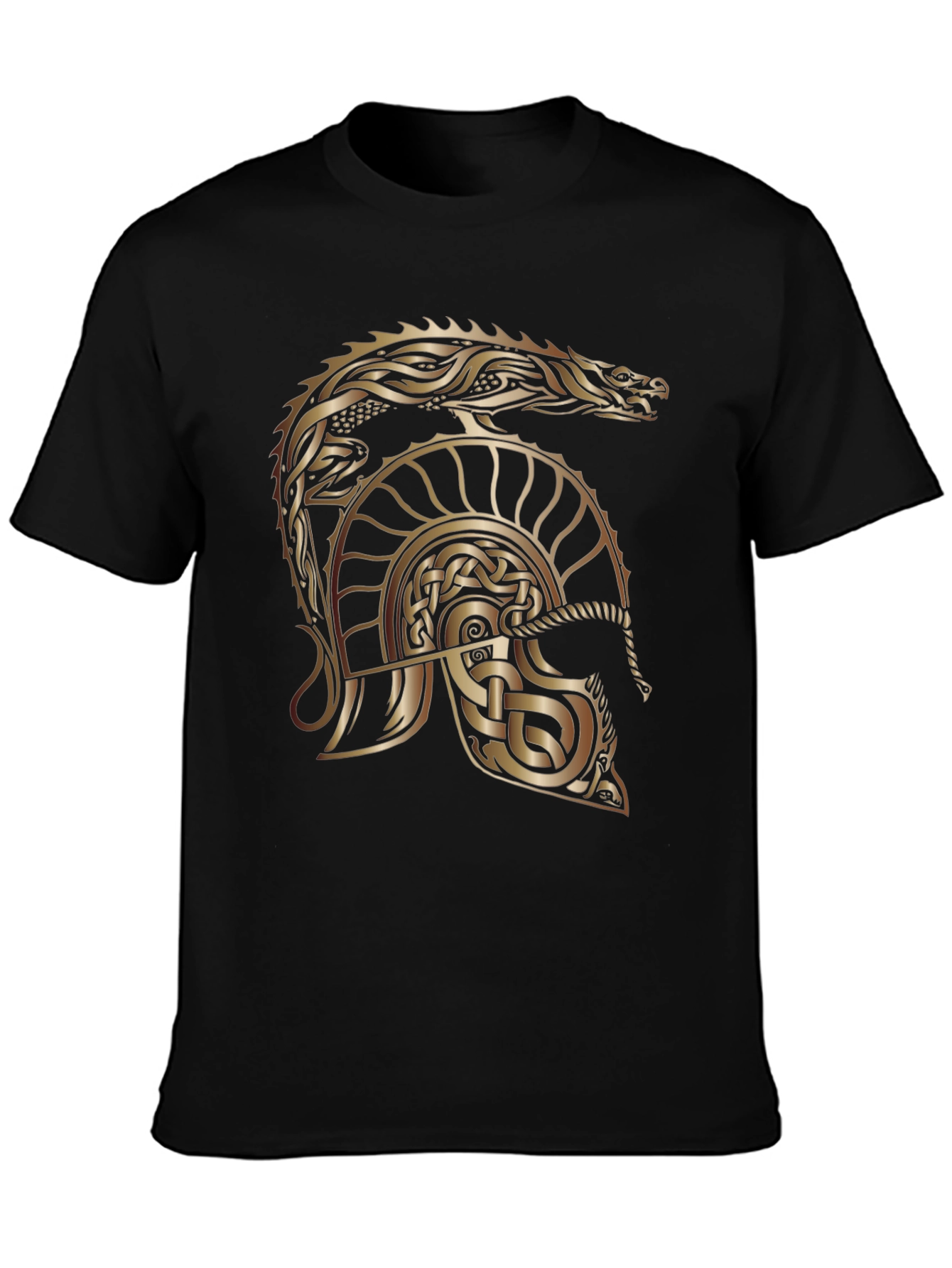 Celtic Dragon & Helmet Graphic Tee - Black