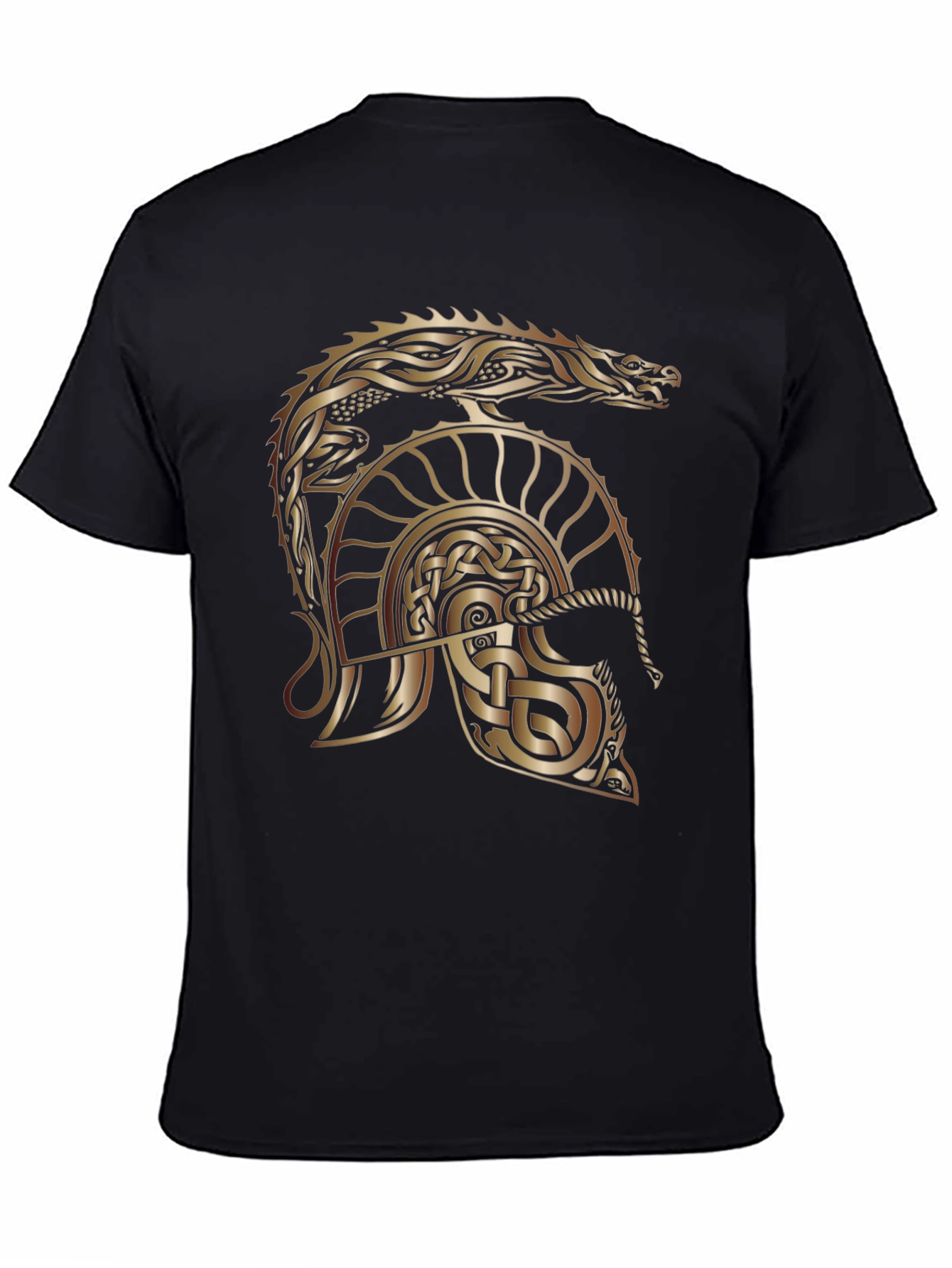 Celtic Dragon & Helmet Graphic Tee - Black