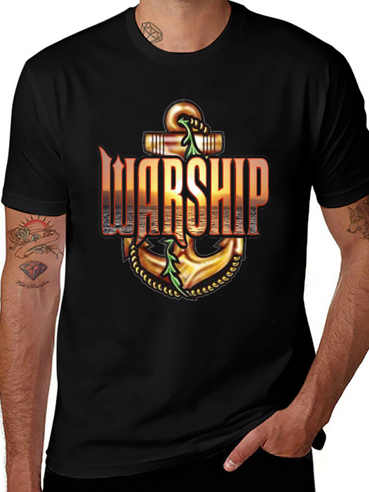 Warship Anchor Graphic Tee - Black Cotton
