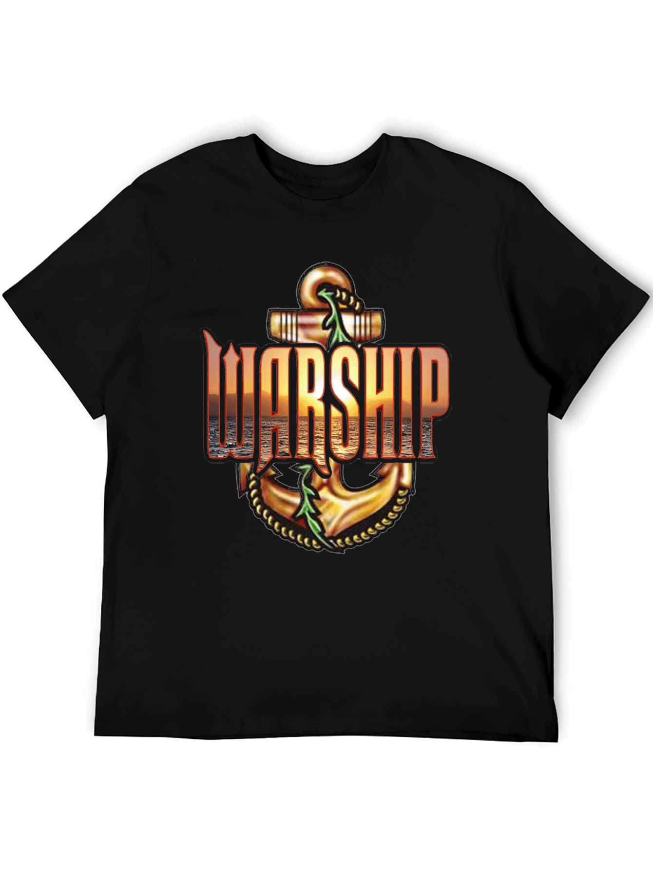 Warship Anchor Graphic Tee - Black Cotton