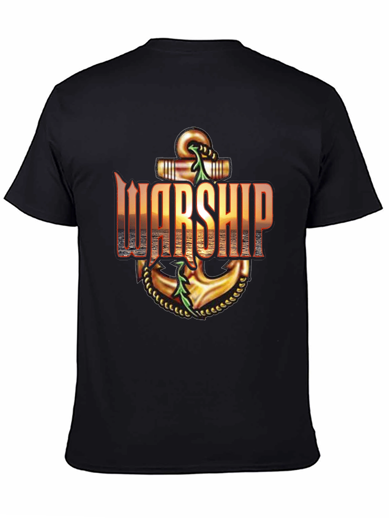 Warship Anchor Graphic Tee - Black Cotton