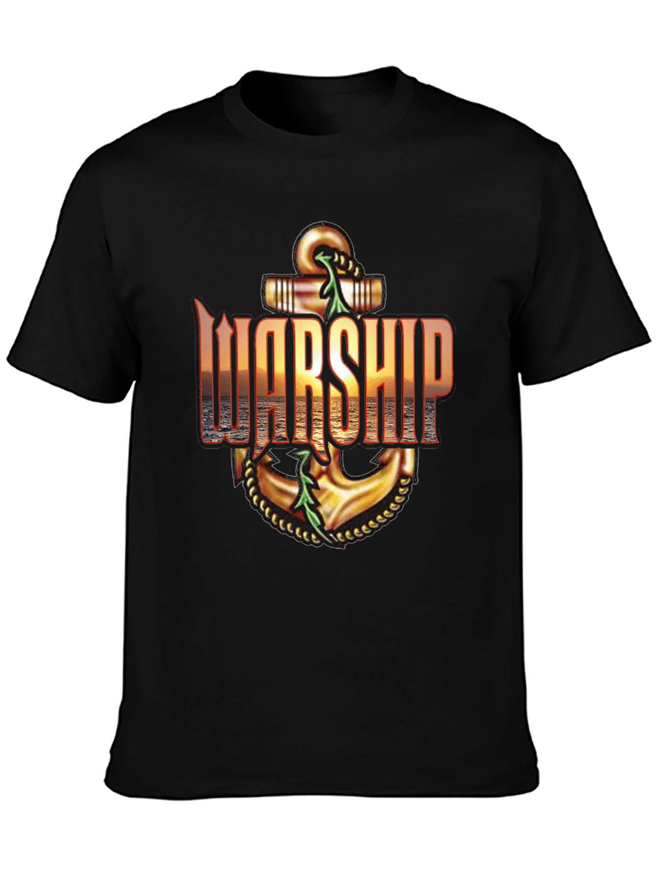 Warship Anchor Graphic Tee - Black Cotton