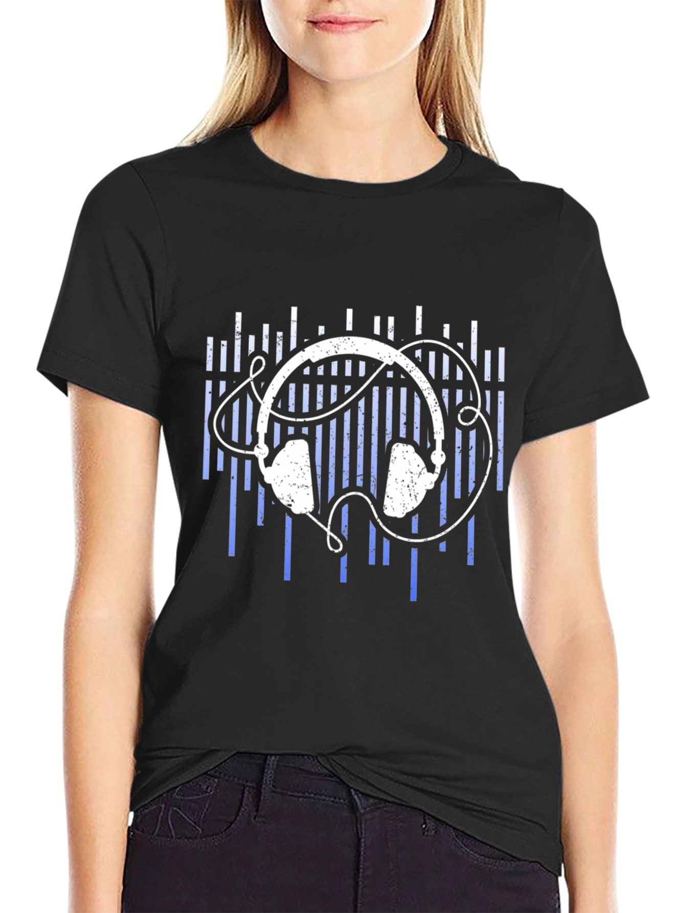Headphones Graphic Tee - Black Music Lover T-Shirt