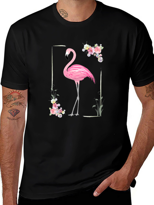 Black Flamingo Floral Graphic Tee