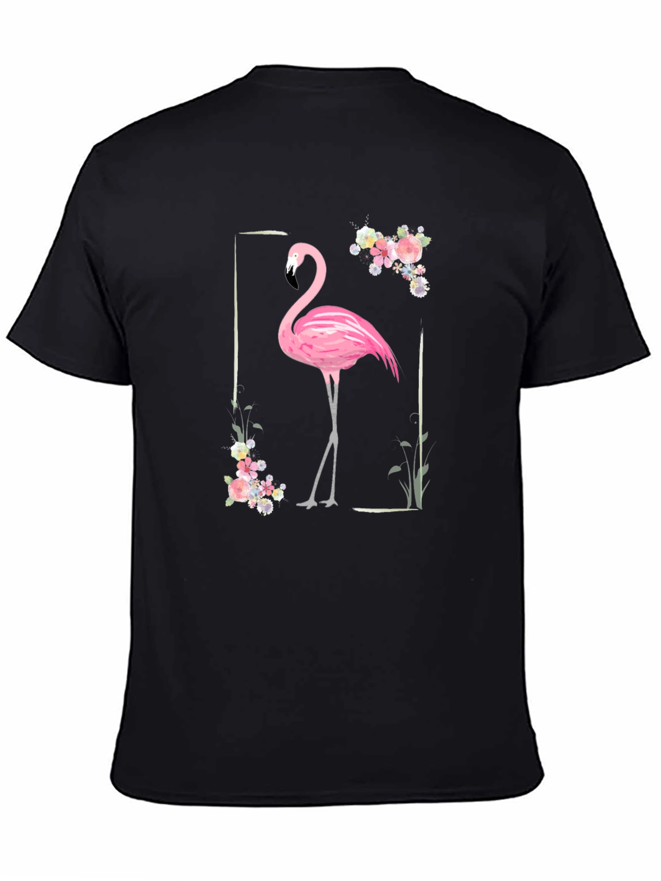 Black Flamingo Floral Graphic Tee