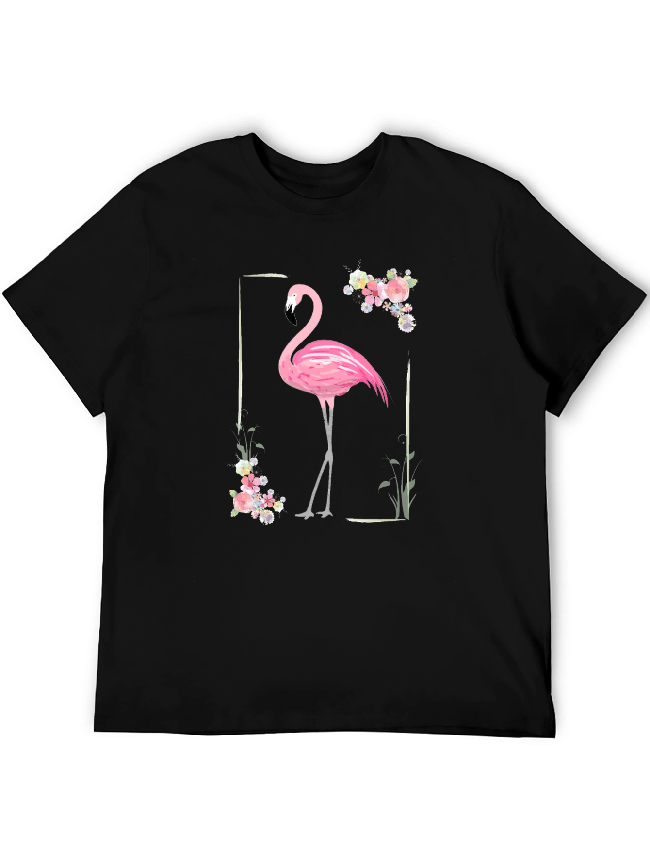 Black Flamingo Floral Graphic Tee