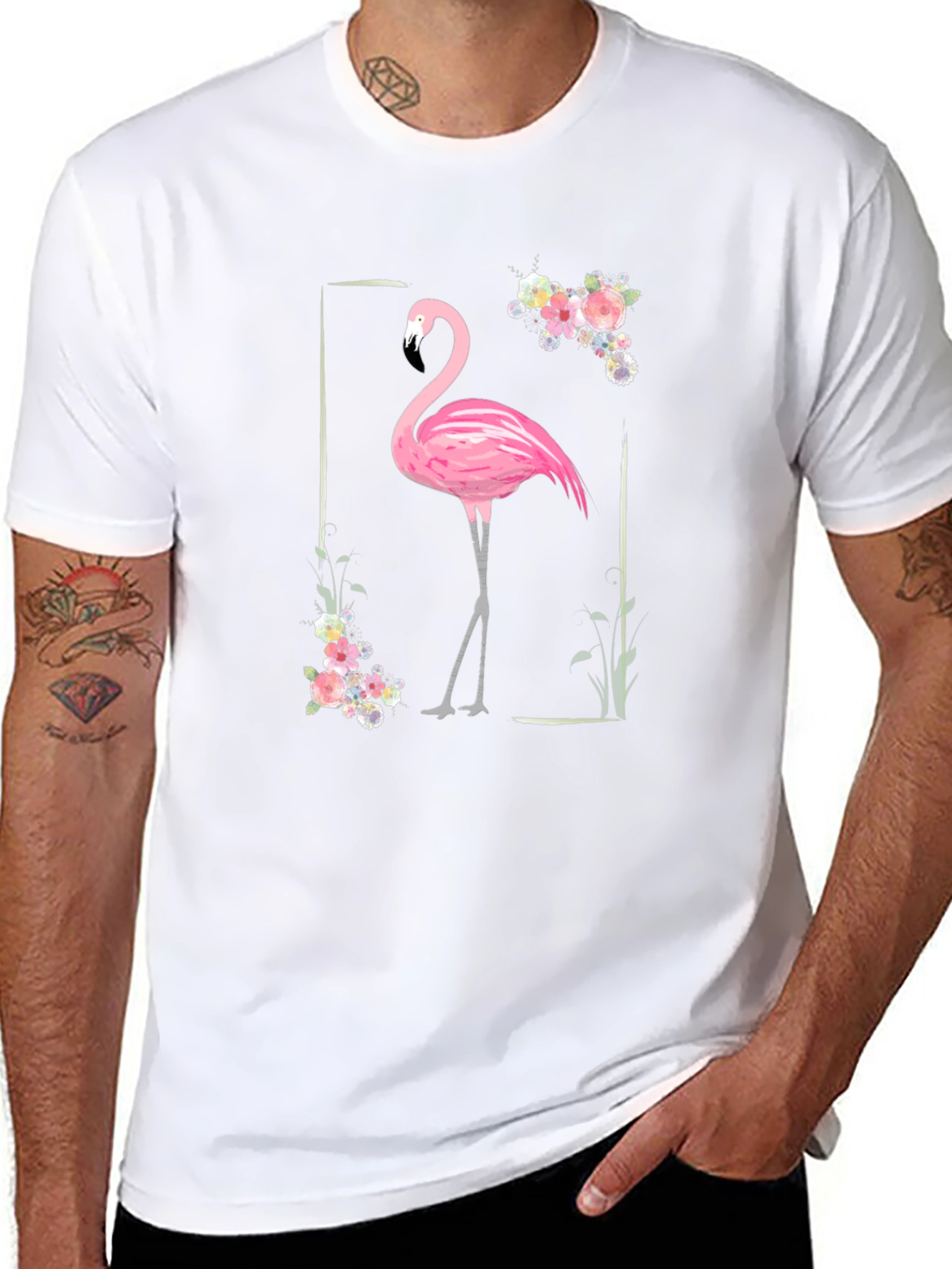 Black Flamingo Floral Graphic Tee