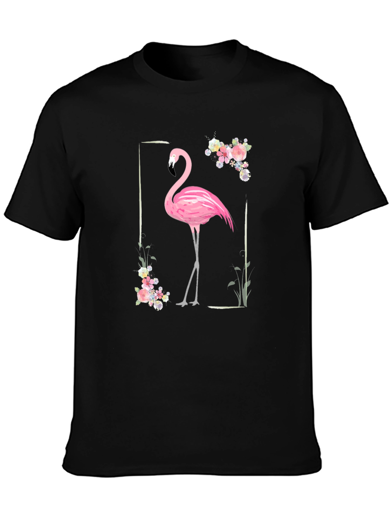 Black Flamingo Floral Graphic Tee