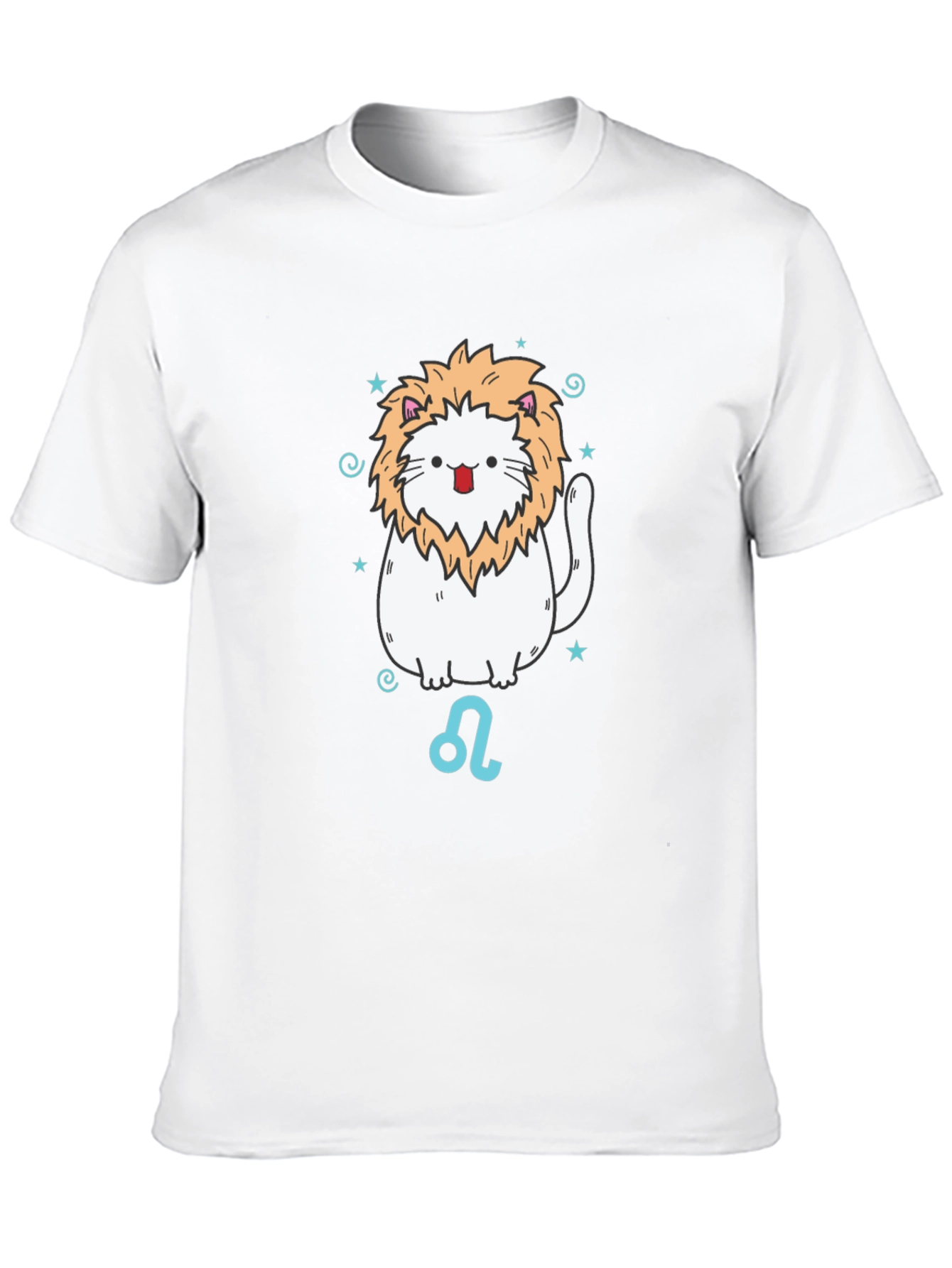 Leo Zodiac Cat T-Shirt - Black Cotton Tee