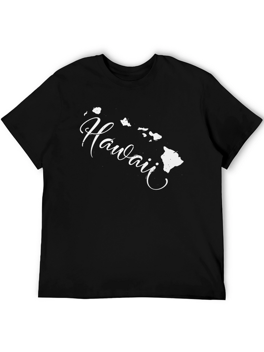 Hawaii Islands Map Graphic Tee - Black