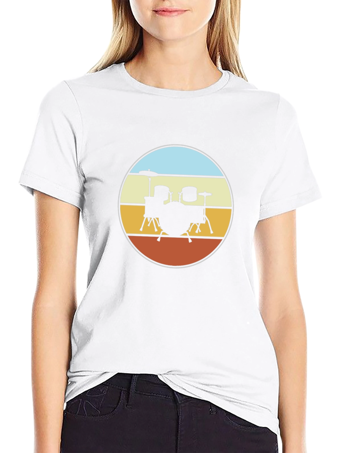 Retro Drum Set T-Shirt - Black