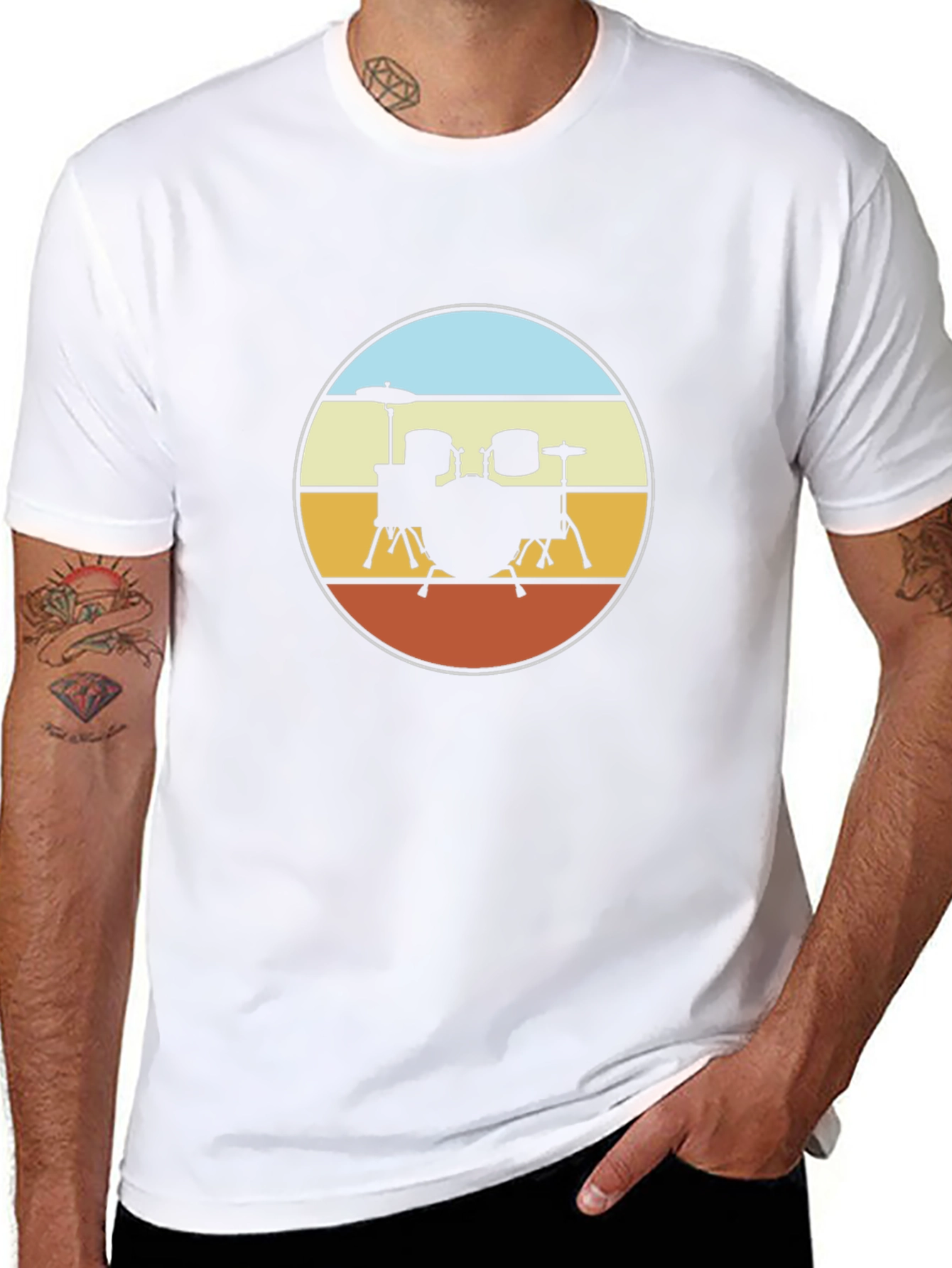 Retro Drum Set T-Shirt - Black