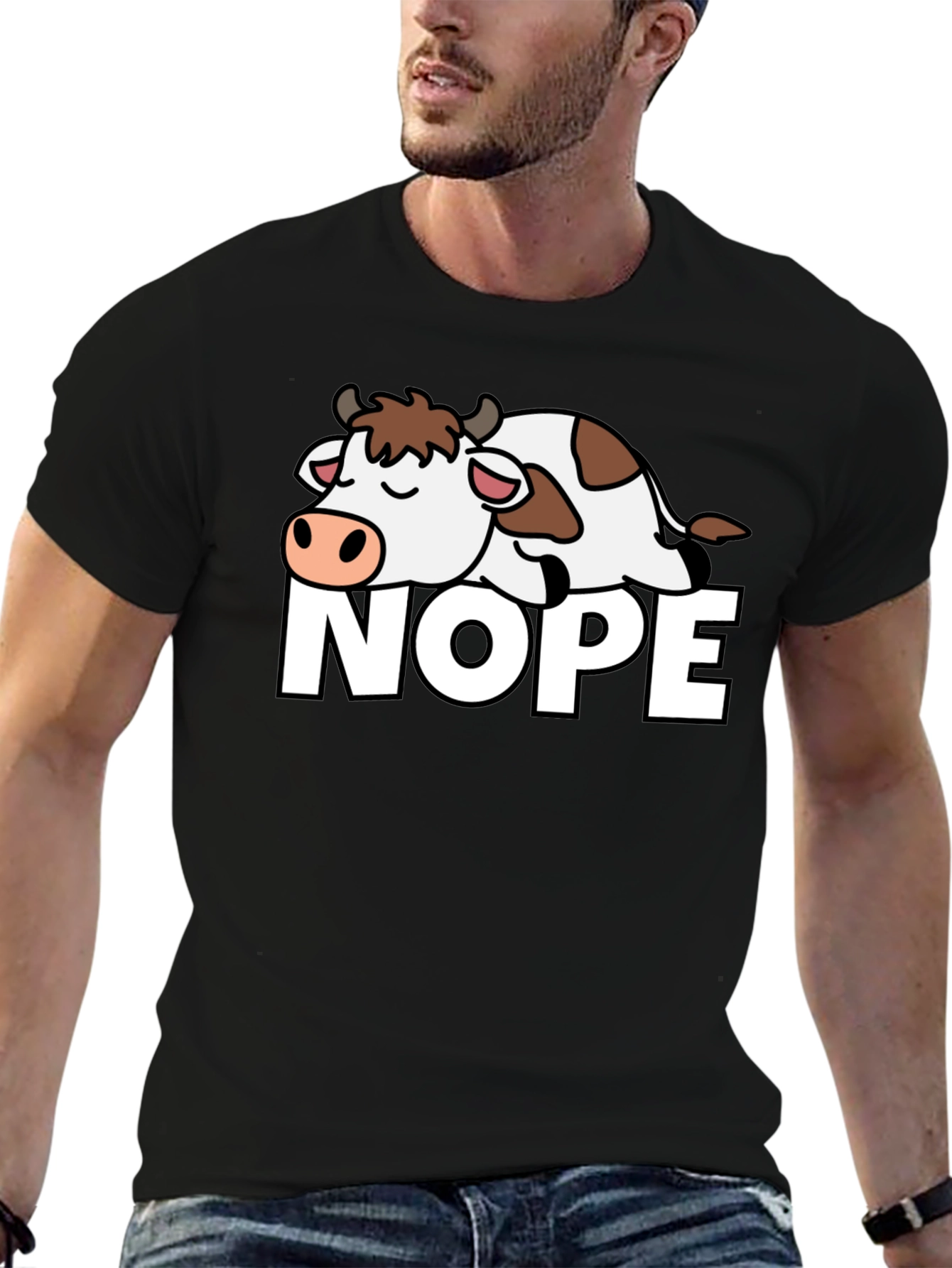 Nope Cow T-Shirt - Lazy Animal Graphic Tee