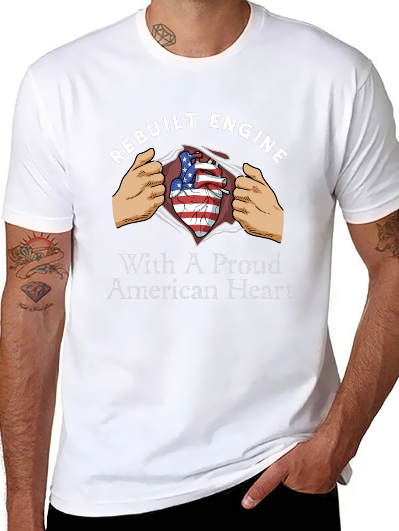 Rebuilt Engine Proud American Heart Graphic Tee