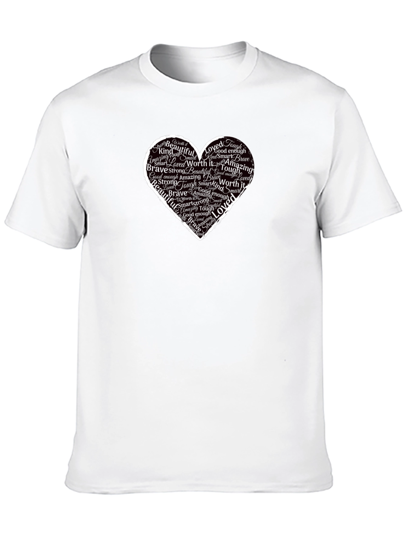 Inspirational Heart Word Art Black T-Shirt