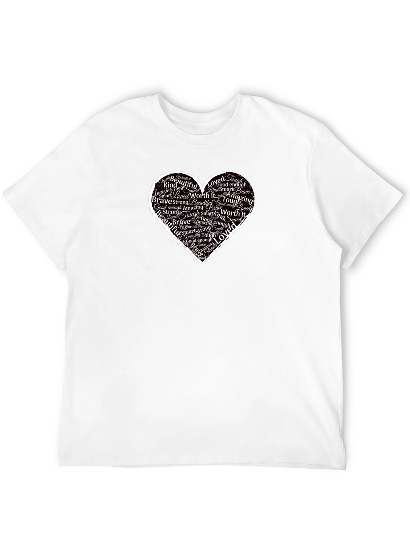 Inspirational Heart Word Art Black T-Shirt