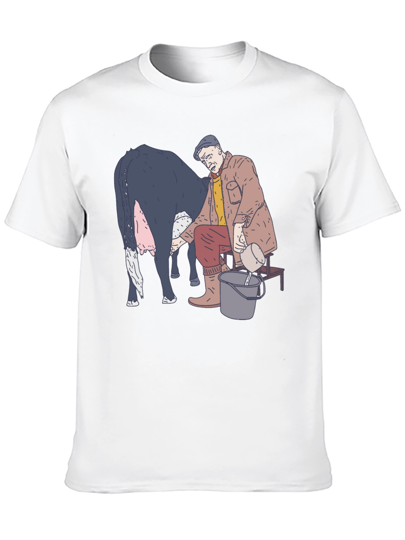 Funny Milking Cow Graphic T-Shirt