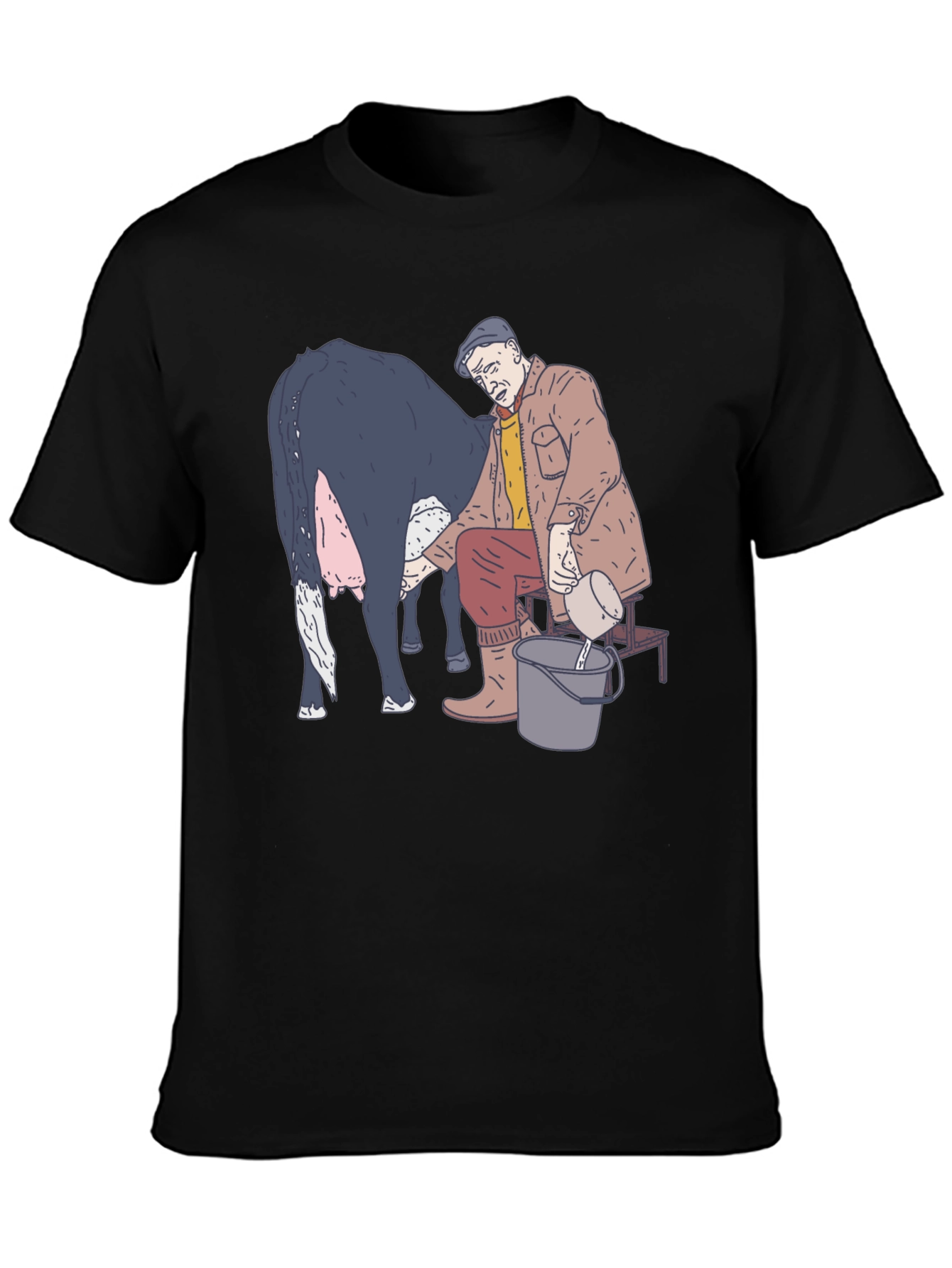 Funny Milking Cow Graphic T-Shirt