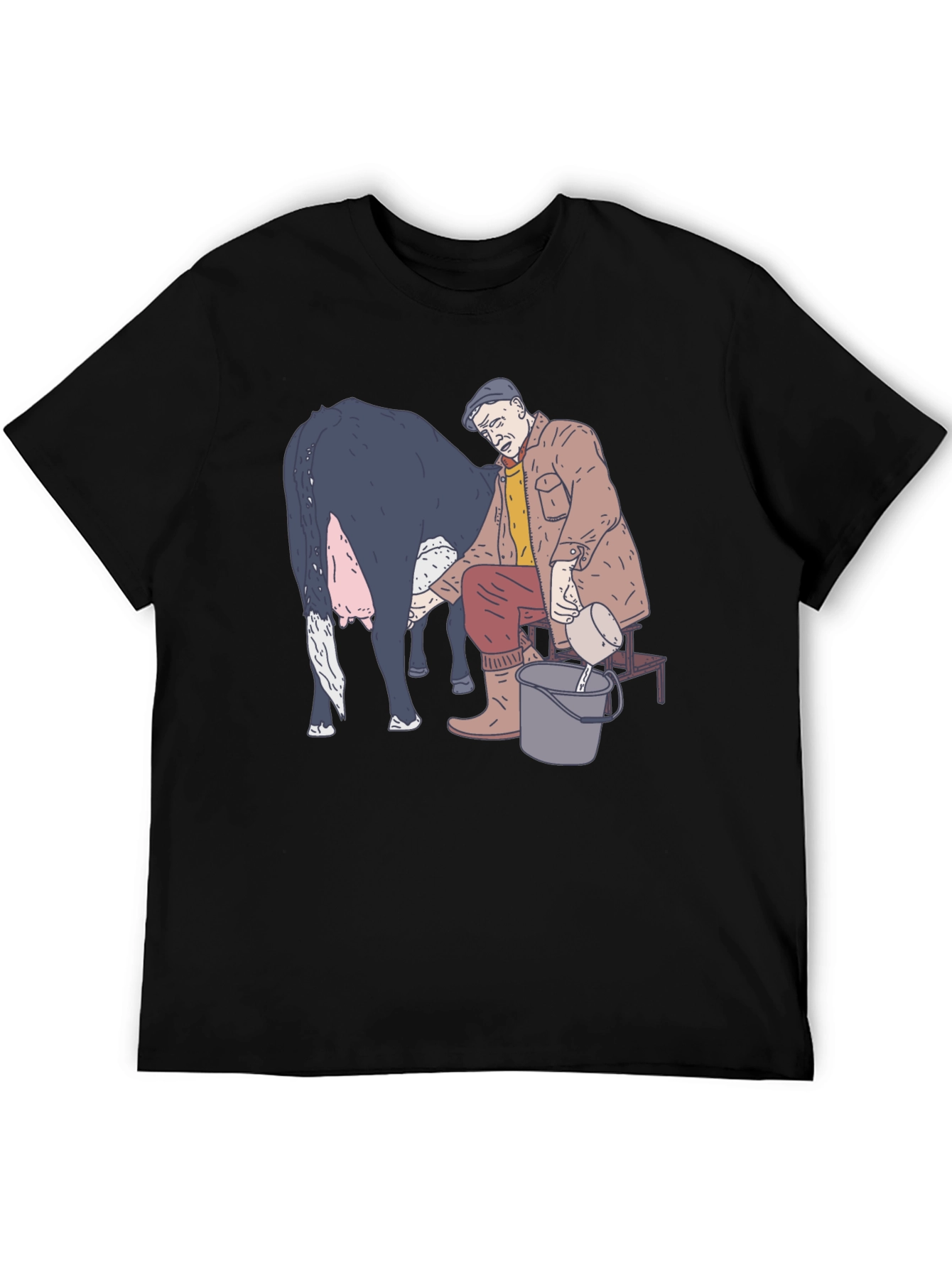 Funny Milking Cow Graphic T-Shirt