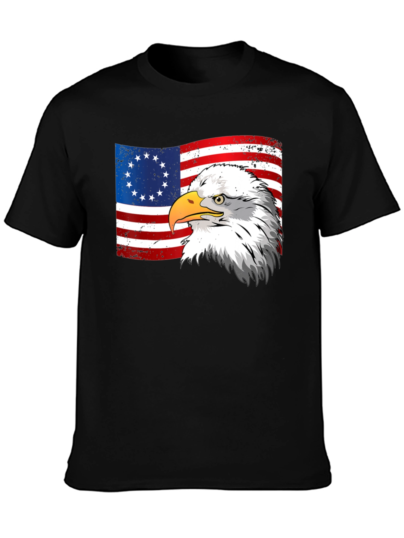 Patriotic Eagle & USA Flag Graphic T-Shirt