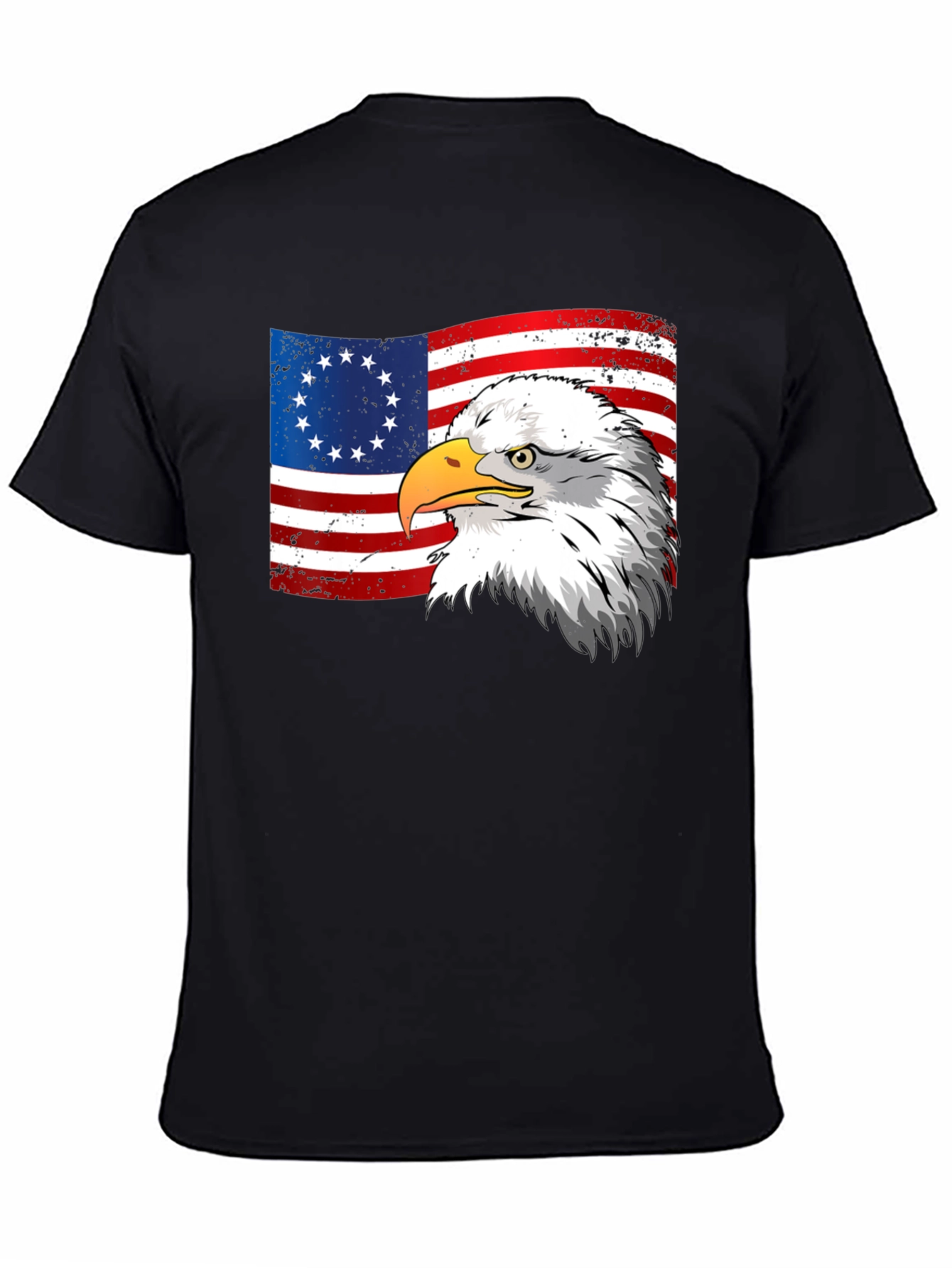 Patriotic Eagle & USA Flag Graphic T-Shirt