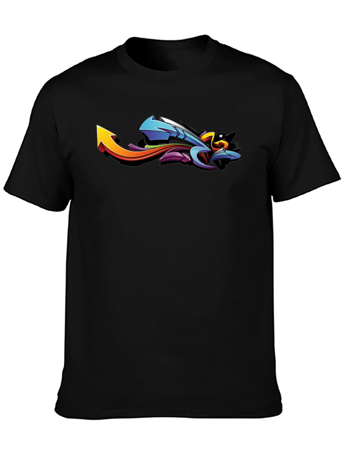 Cool Graffiti Arrow Graphic Print Black T-Shirt