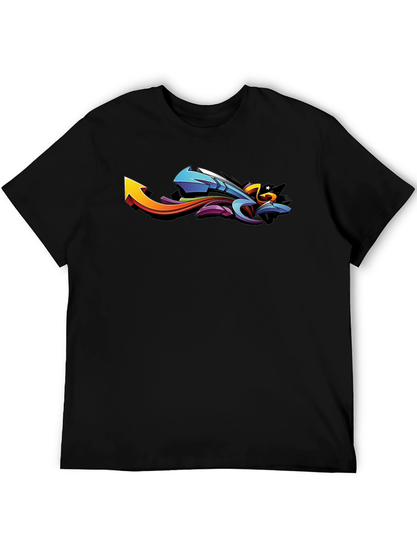 Cool Graffiti Arrow Graphic Print Black T-Shirt