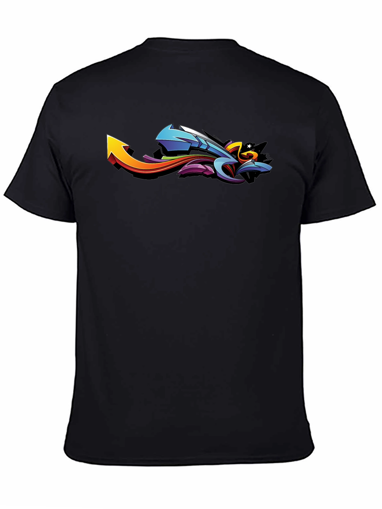 Cool Graffiti Arrow Graphic Print Black T-Shirt