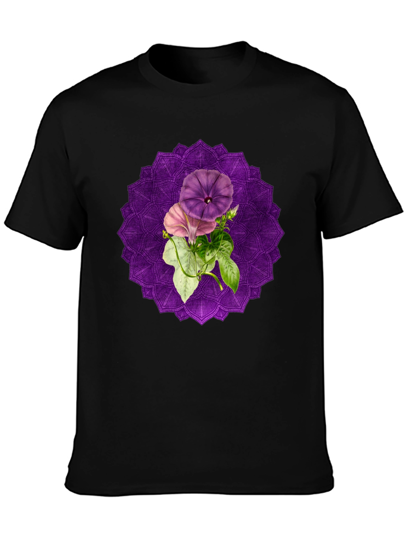 Floral Mandala Graphic Tee - Black
