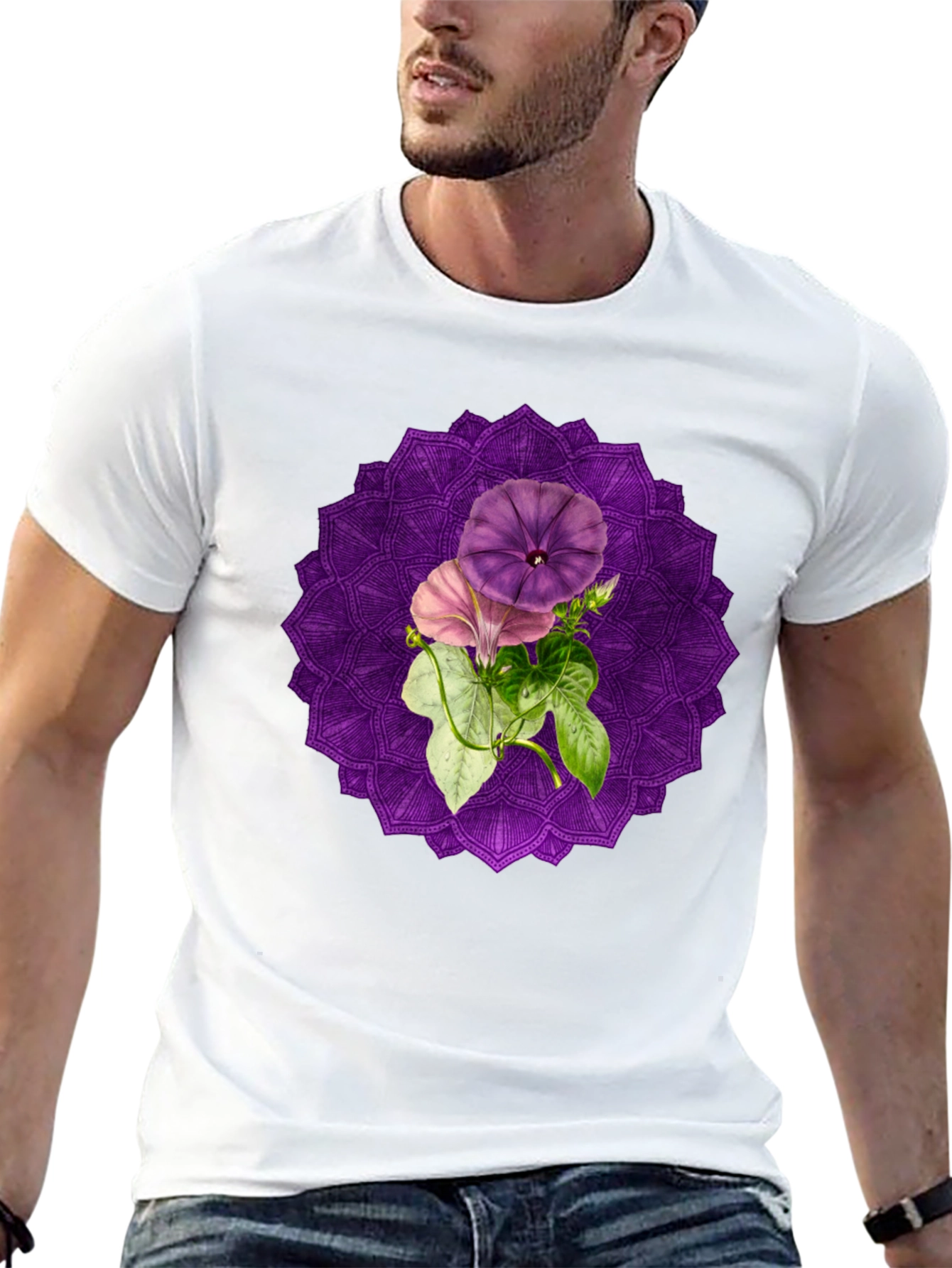 Floral Mandala Graphic Tee - Black