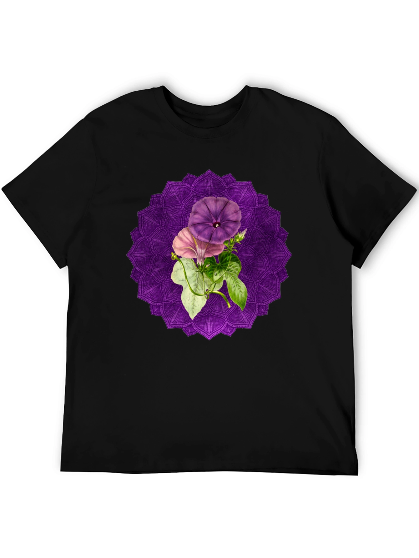 Floral Mandala Graphic Tee - Black