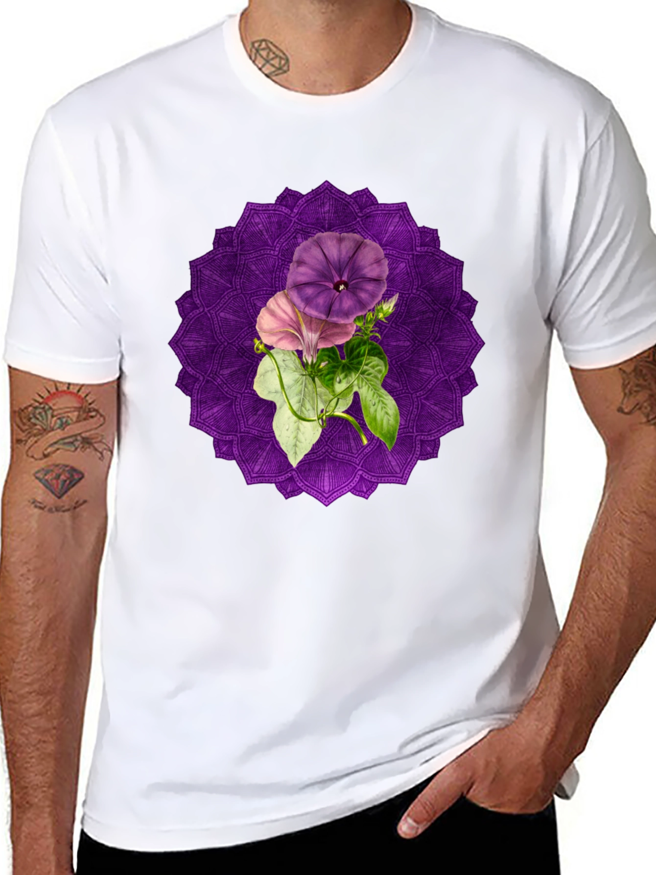 Floral Mandala Graphic Tee - Black