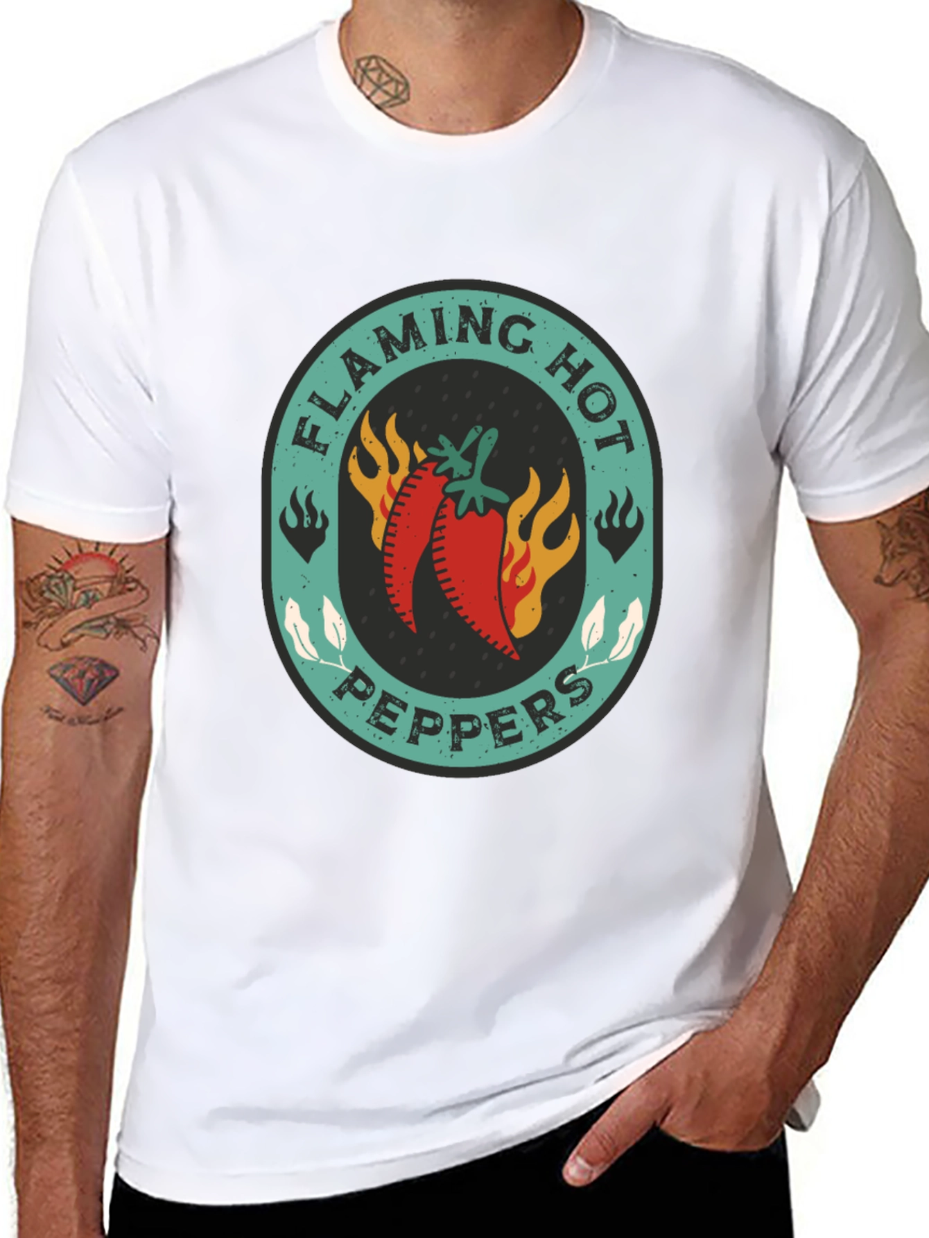 Flaming Hot Peppers Graphic Tee - Spicy Style