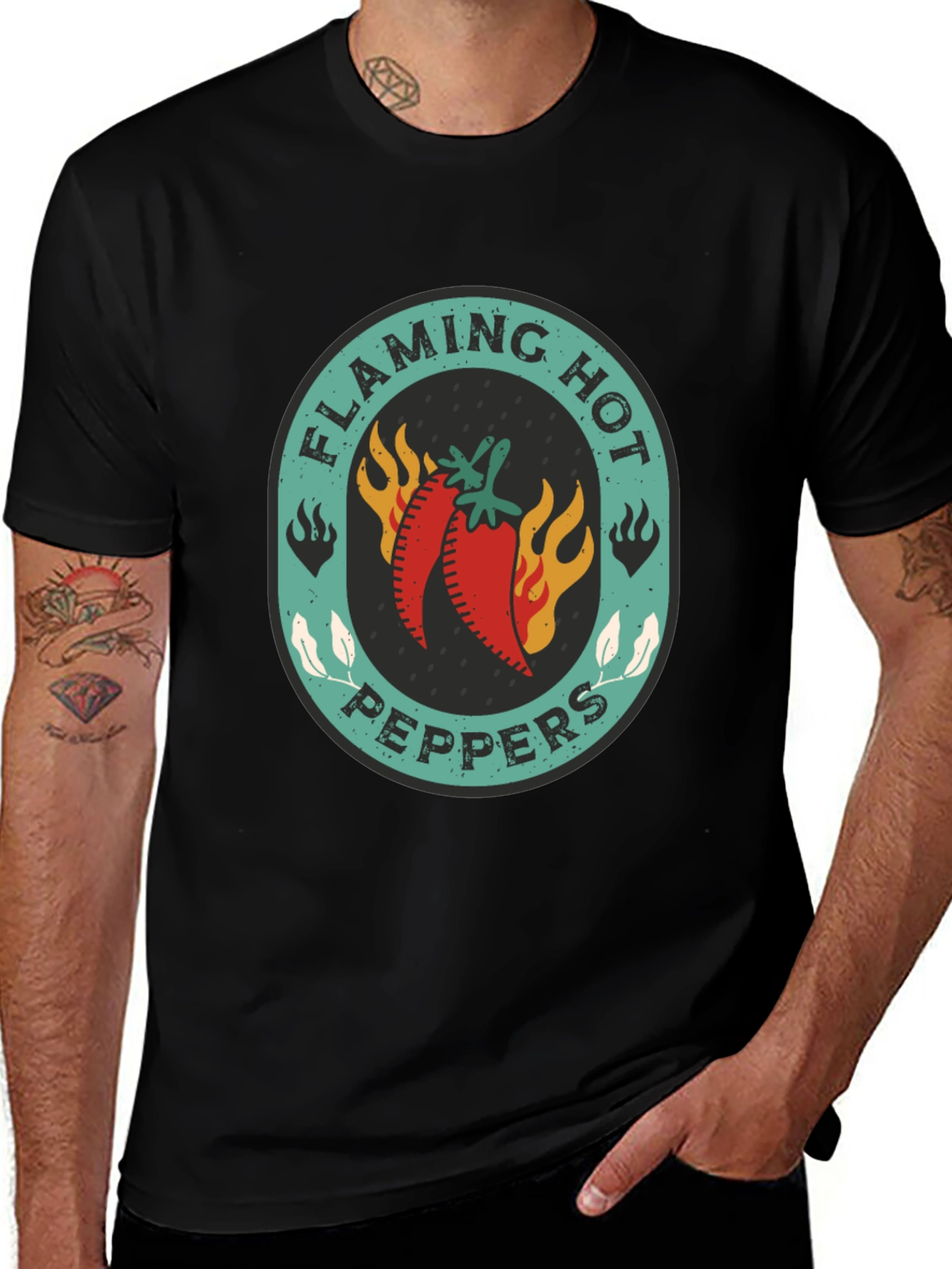 Flaming Hot Peppers Graphic Tee - Spicy Style