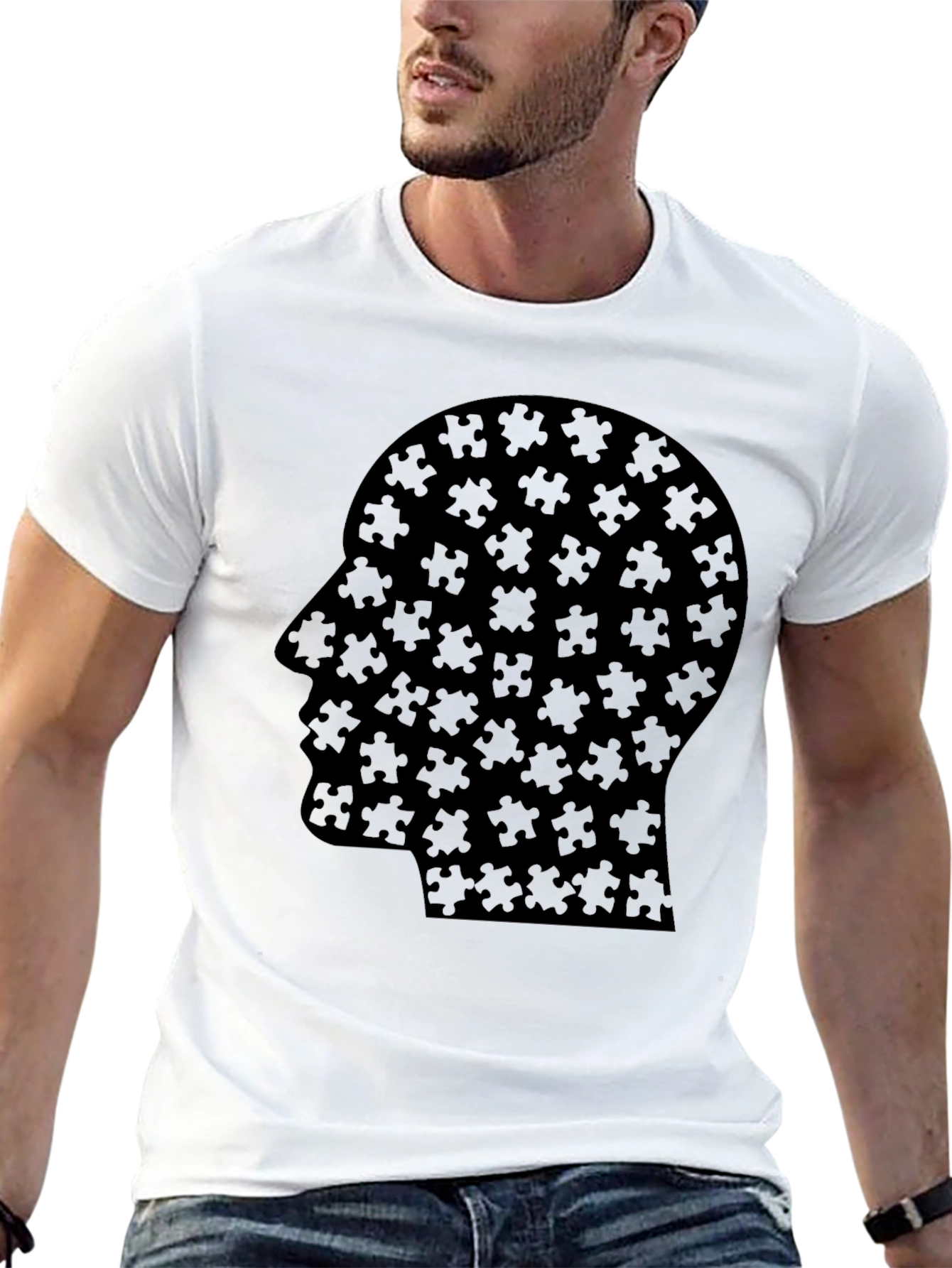 Puzzle Head T-Shirt - Black Graphic Tee