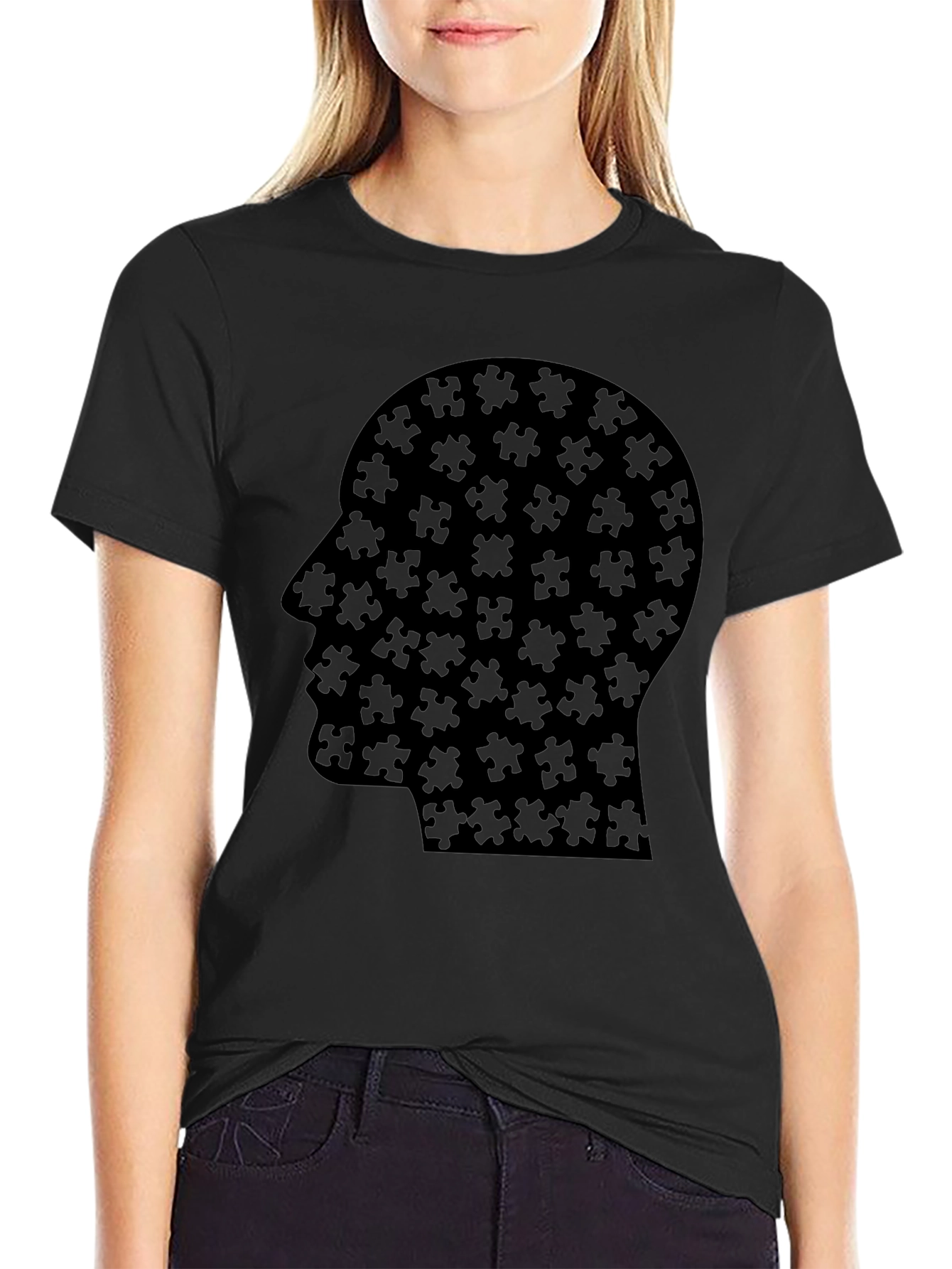 Puzzle Head T-Shirt - Black Graphic Tee