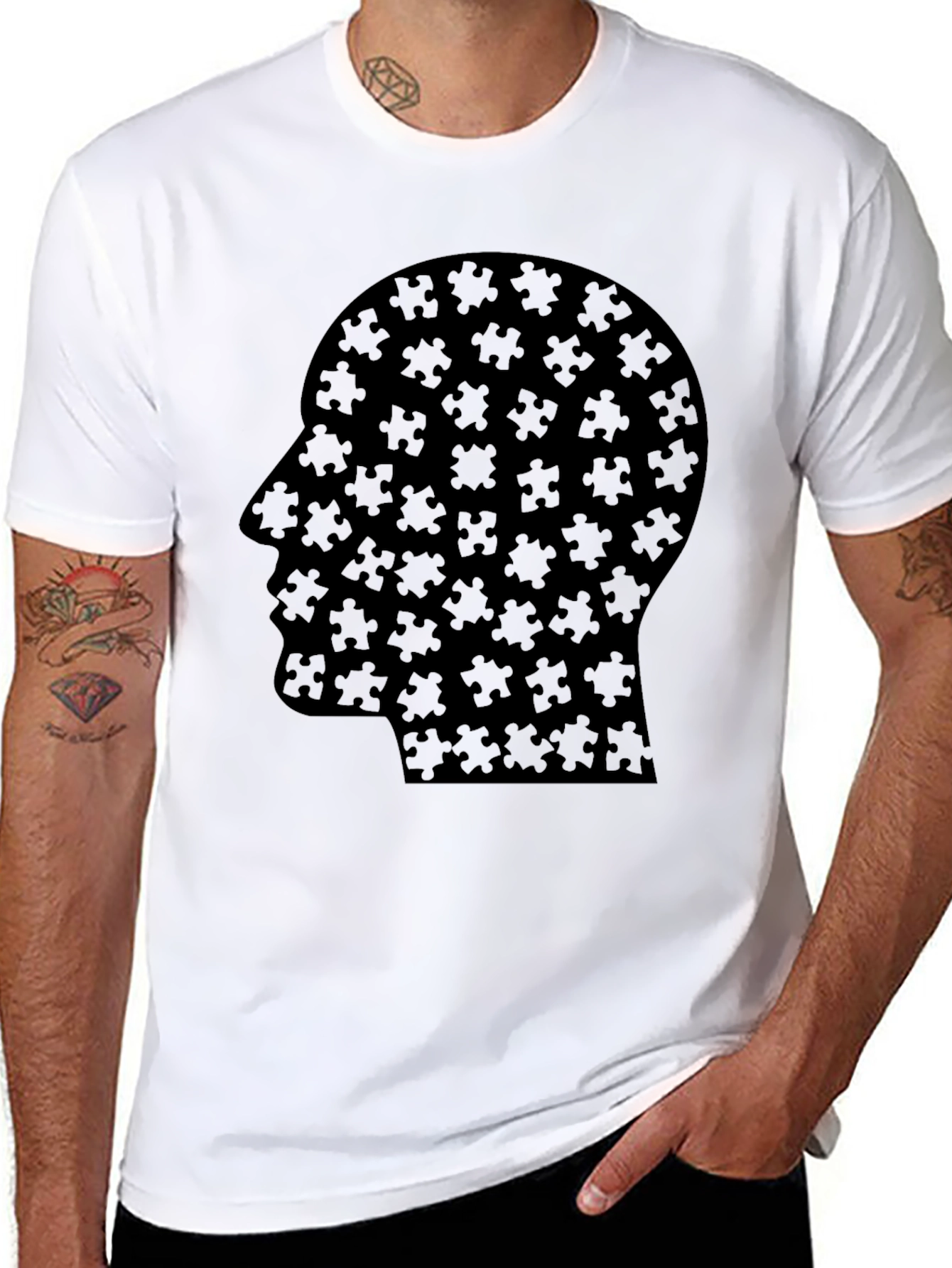 Puzzle Head T-Shirt - Black Graphic Tee