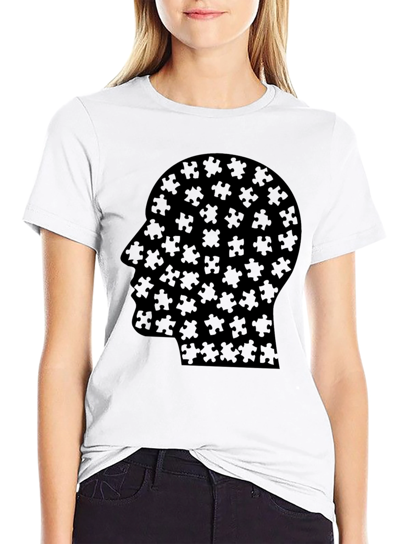 Puzzle Head T-Shirt - Black Graphic Tee