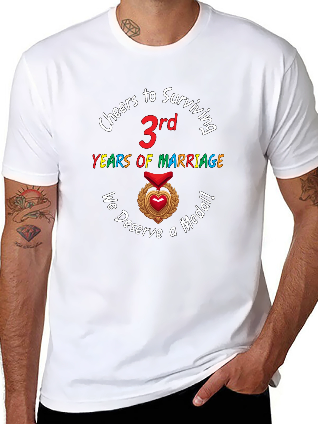 3rd Anniversary T-Shirt Marriage Medal