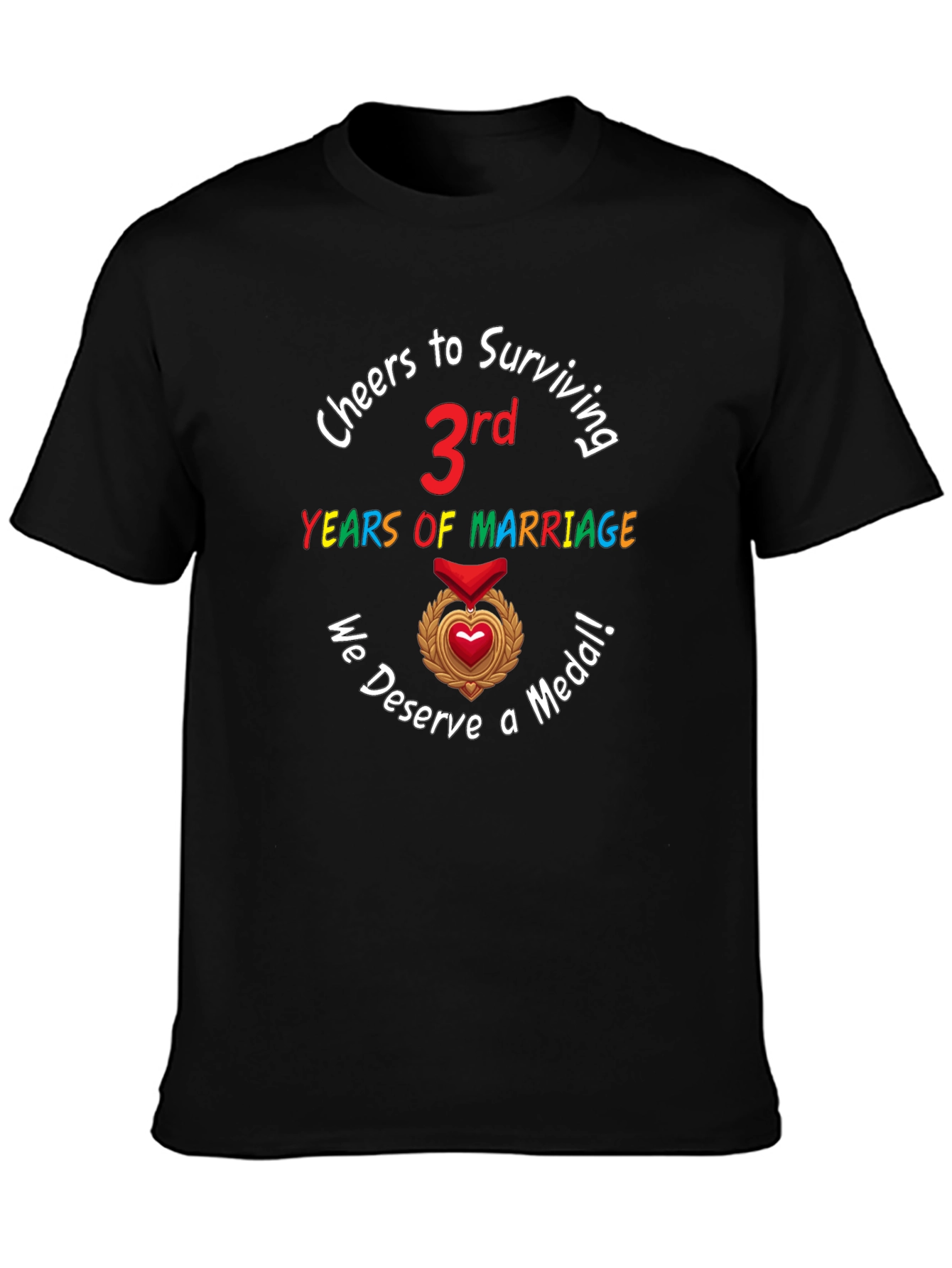 3rd Anniversary T-Shirt Marriage Medal