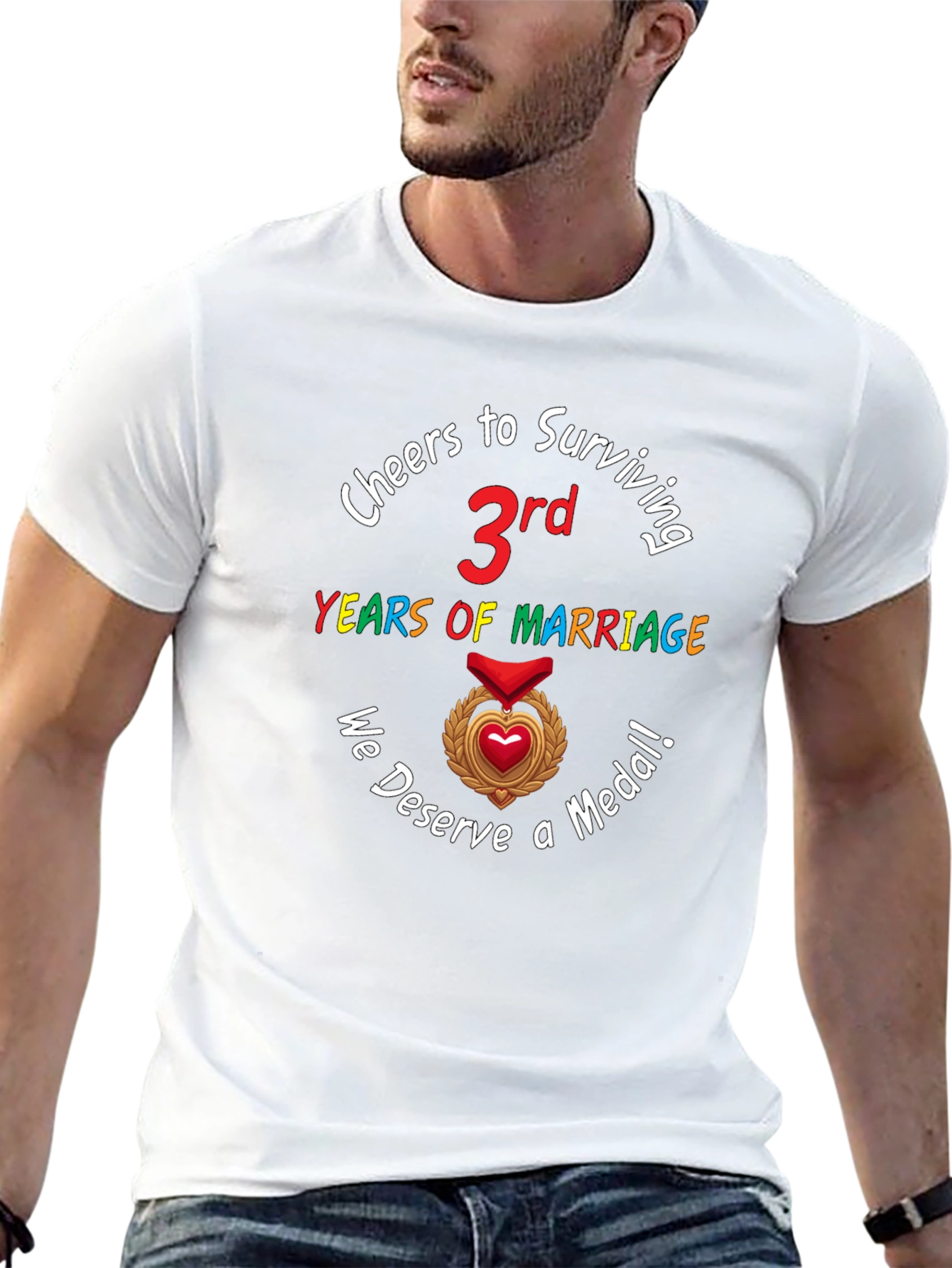 3rd Anniversary T-Shirt Marriage Medal